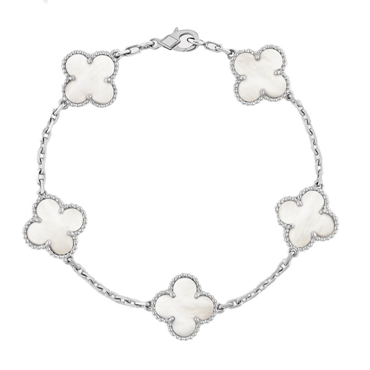 FLORAL BEAUTY BRACELET | WHITE SILVER